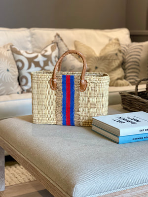 The Rectangle Millie Basket Raffia (Red and Blue)