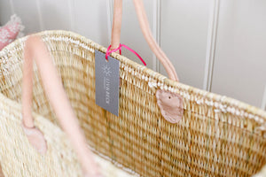 The Rectangle Millie Basket with white pom pom trim
