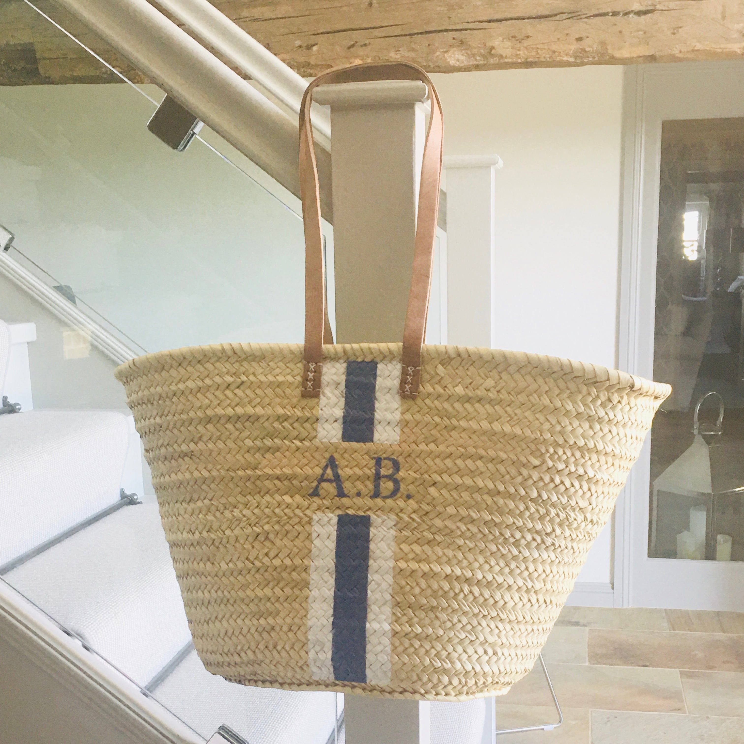 Handpainted Monogrammed Mille Basket