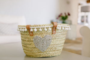 The Livvy Mini Me Basket white pom pom
